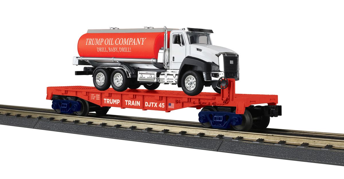 TARIFF O Trump Flatcar w/Tanker Truck