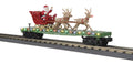 O Christmas Flat Car w/LED  Santa Sleigh & Reindeer  Green