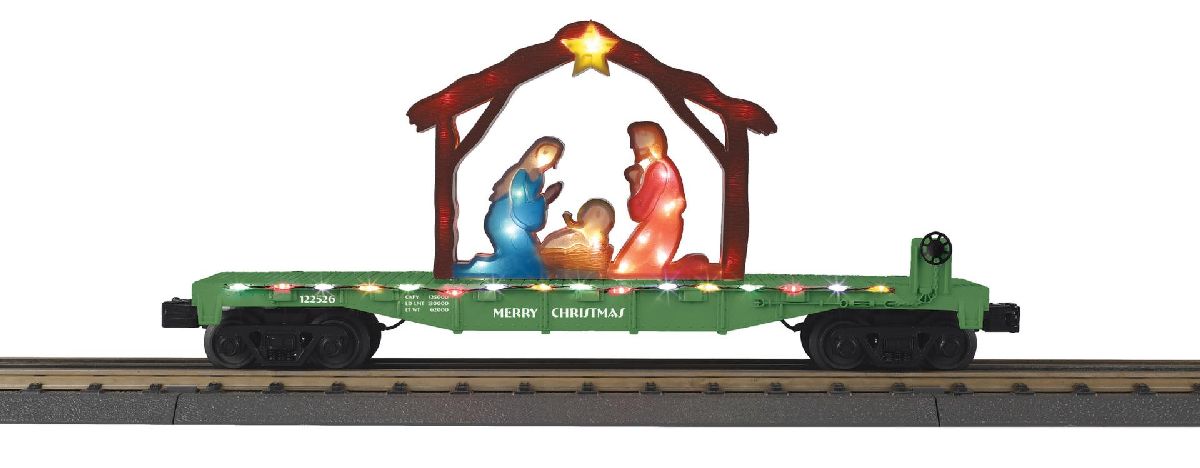 O Christmas Flat Car w/Lighted Nativity Scene