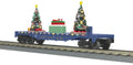 O North Pole Flat Car w/Lighted Christmas Trees  Blue