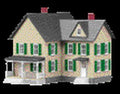 O #6 Farm House/Cream w/Green Shutters