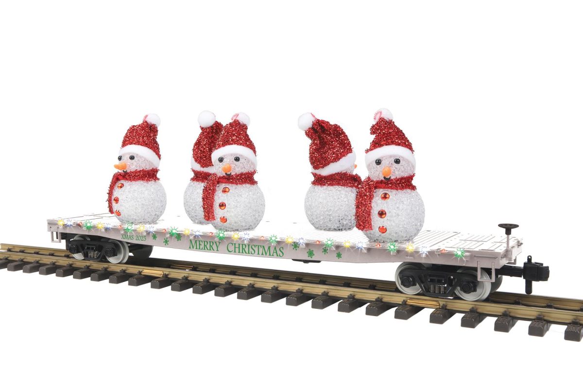 G Christmas Flatcar w/Snowmen & LED's  white