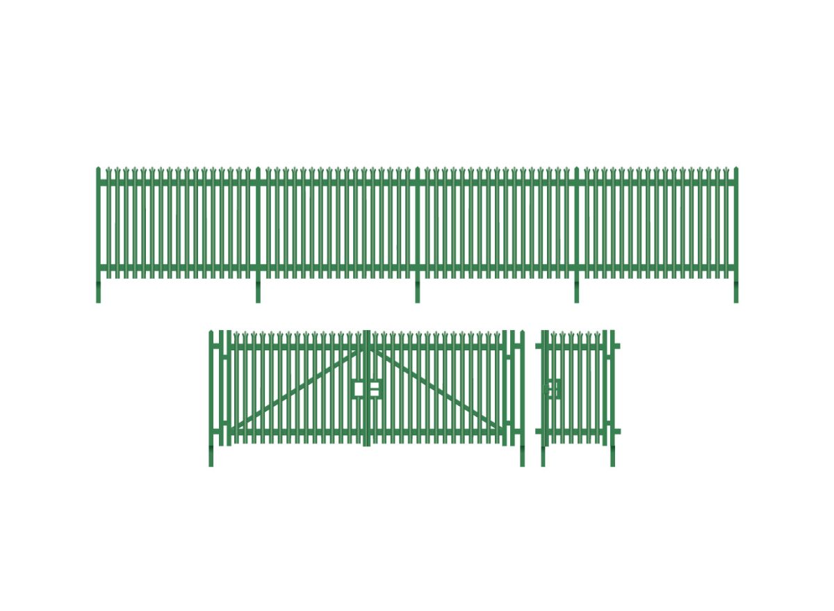 HO Modern Palisade Fencing with Gates  (1460mm)
