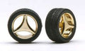 THREE SPOKE  RIMS W/TIRES GOLD