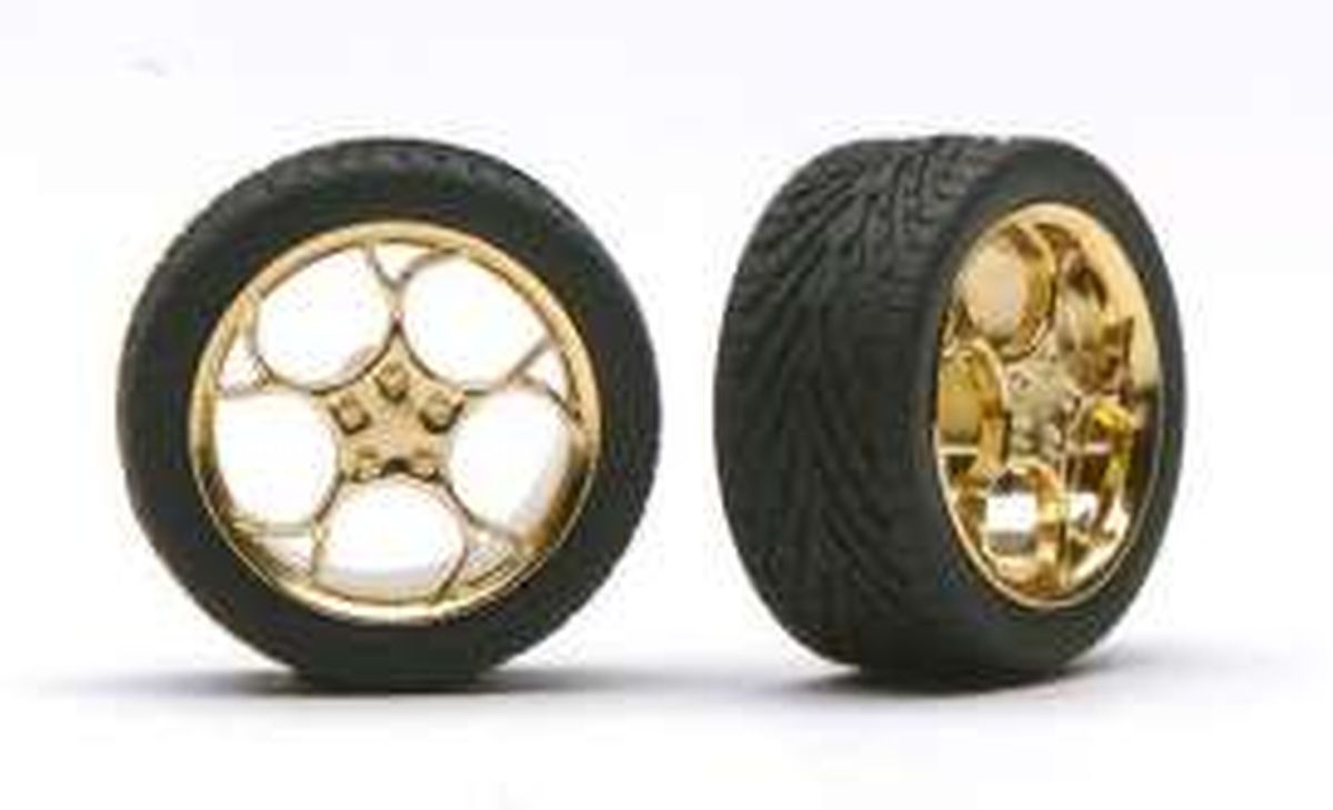 SWIRL STAR  RIMS W/TIRES GOLD