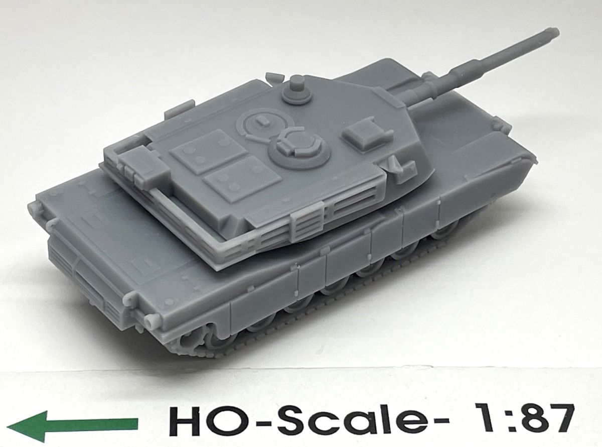HO M1A2 Abrams Tank Flat Car Load (1)