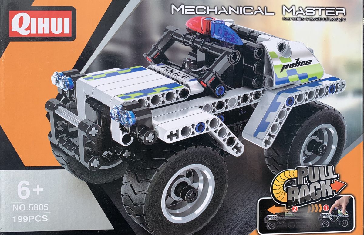 Tech Bricks Police Car STEM Pull Back 199pc