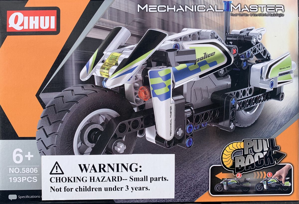 Tech Bricks Police Motorcycle STEM Pull Back 193pc