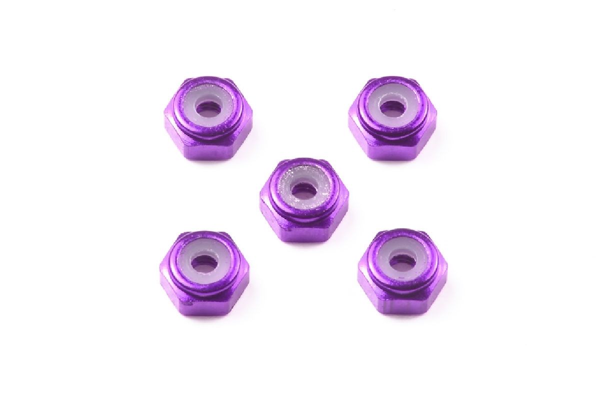 JR 2mm Aluminum Lock Nut Purple / 5pcs