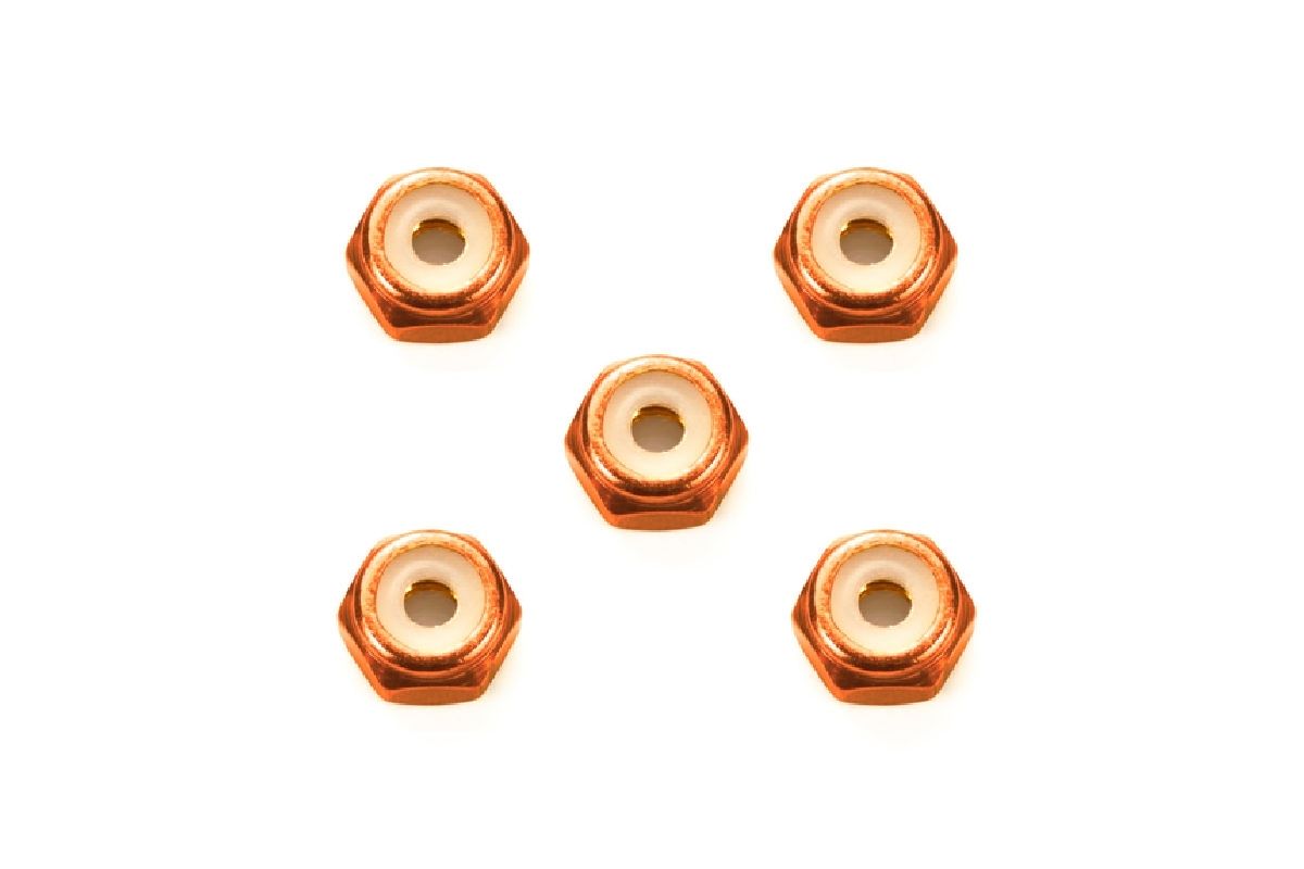 JR 2mm Aluminum Lock Nut Orange (5pcs)