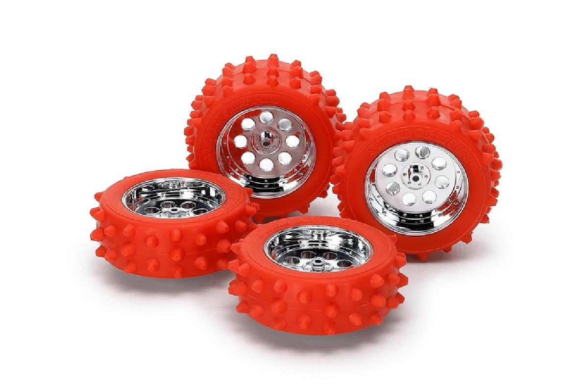 JR Spike Set Red Tires/Silver Plated Wheels