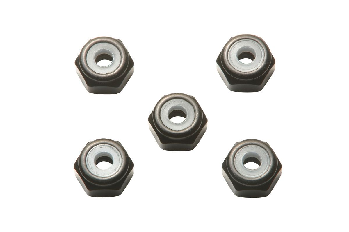 JR 2mm Aluminum Lock Nut Black 5pcs