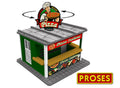 O SCALE PIZZA STAND with LIGHT and ROTATING SIGN LASER-CUT K