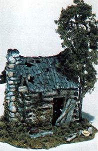 HO Abandoned Log Cabin Scene