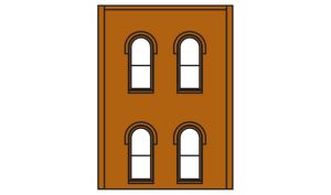 HO DPM 2-Story Wall Arched 4-Windows