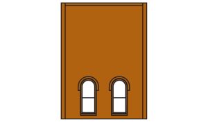 HO DPM 2-Story Wall Arched Lower 2-Windows