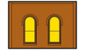 HO DPM 1-Story Wall Arched Windows