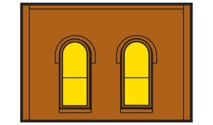 HO DPM 1-Story Wall Arched Windows