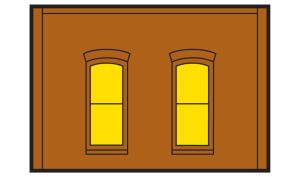 HO DPM 1-Story Wall Rectangular Windows
