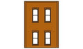 HO DPM 2-Story Wall 4 Rectangular Windows