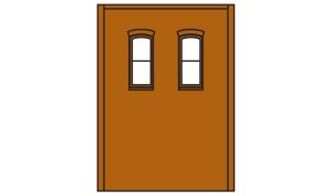 HO DPM 2-Story Wall Upper 2 Rectangular Windows