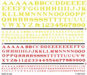 RR Roman Letters/red&gold Dry Transfer
