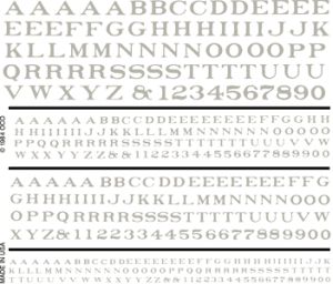 RR Roman Letters/white Dry Transfer