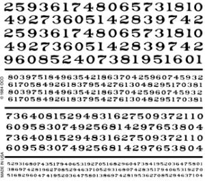 RR Roman Numbers/black Dry Transfer