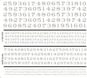 RR Roman Numbers/white Dry Transfer