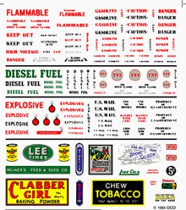 HO Data/Warning Label Signs Dry Transfer Dry Transfer