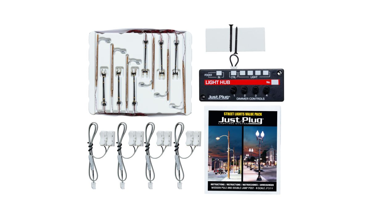N Scale Value Pack - Double Lamp Post & Wooden Pole