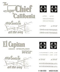 Santa Fe Boxcars/Passenger Dry Transfer